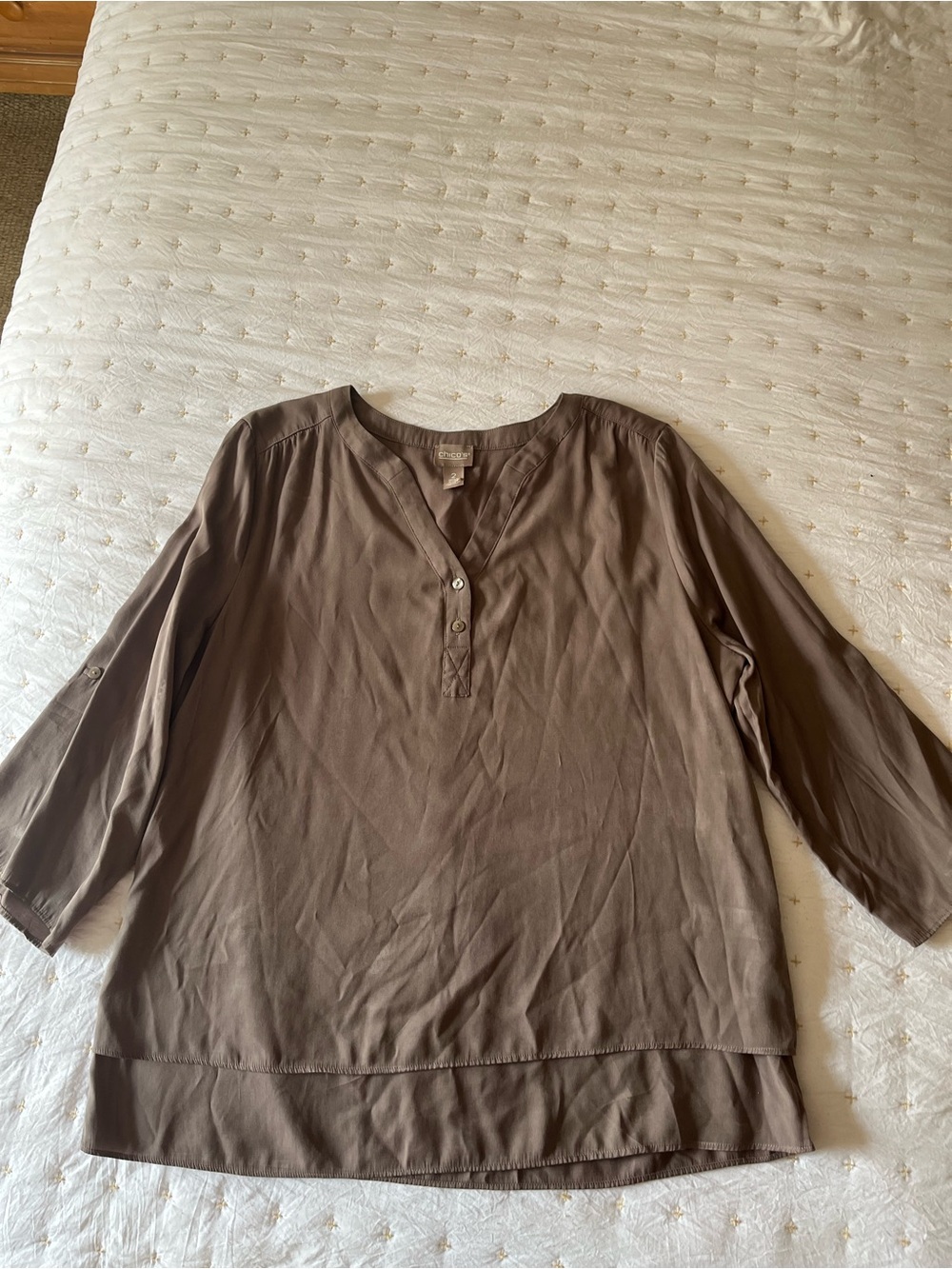 Chico's Brown Split-Hem Henley Tunic